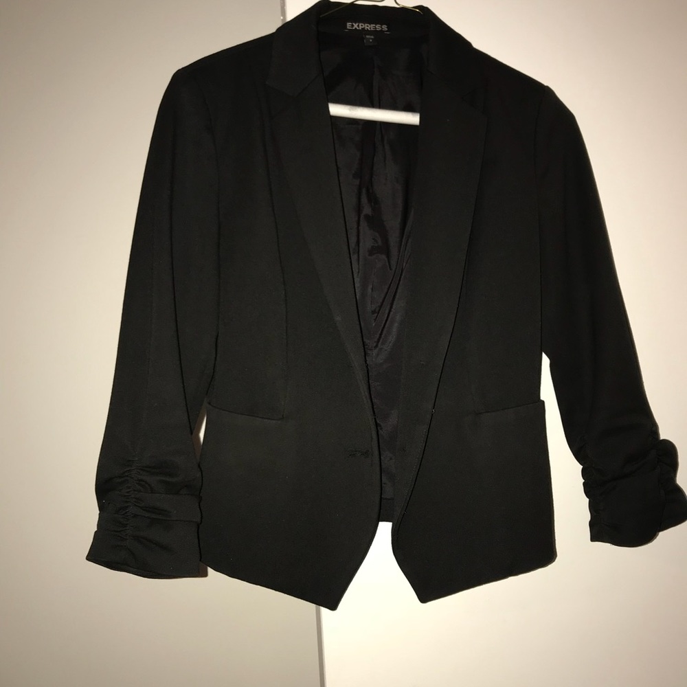 Express blazer with ruched sleeves
